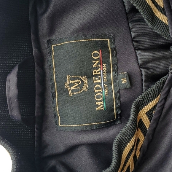Moderno Black and Gold Italian Style Bomber Jacket M - Picture 3 of 6